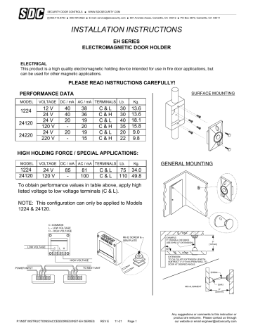 Sdc Eh Series Installation Instructions 