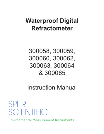 Sper Scientific 300058 Waterproof Digital Refractometer Instruction ...