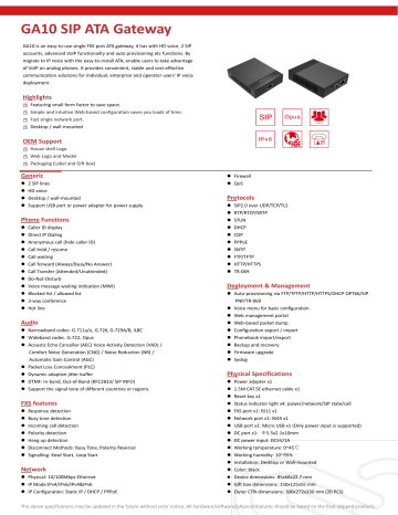 Fanvil GA10 Datasheet | Manualzz