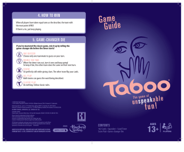 Hasbro Games Taboo Game Instructions | Manualzz