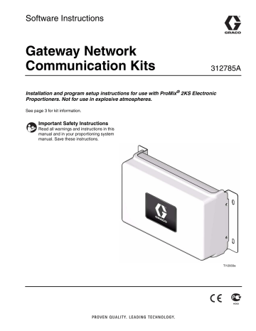 Graco 312785A, Gateway Network Communication Kits Software Instruction manual | Manualzz