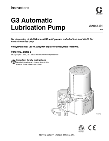 Graco 3A0414N - G3 Automatic Lubrication Pump Instructions | Manualzz