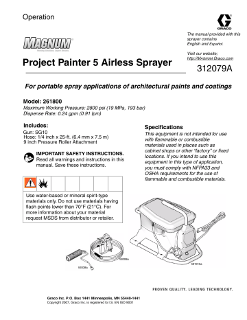 Graco 312079A Magnum Project Painter 5 Airless Sprayers Owner's Manual | Manualzz