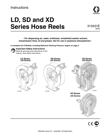 Graco 313431E - LD, SD and XD Series Hose Reels Instructions | Manualzz