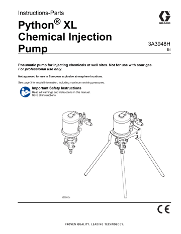 Graco 3A3948H, Python Chemical Injection Pump Instructions | Manualzz
