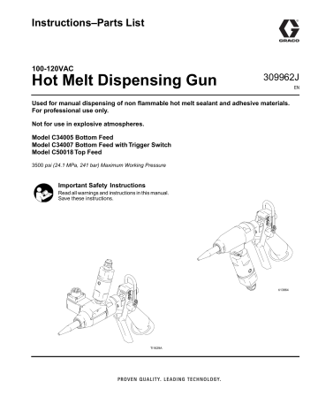 Graco 309962J - 120 Volt Hot Melt Dispensing Gun Instructions | Manualzz