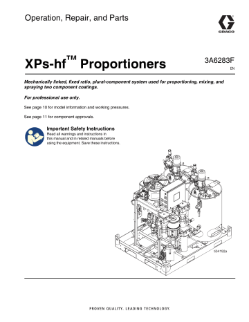 Graco 3A6283F, XPs-hf Proportioners Owner's Manual | Manualzz