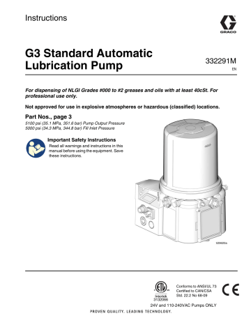 Graco 332291M, G3 Standard Automatic Lubrication Pump Instructions | Manualzz