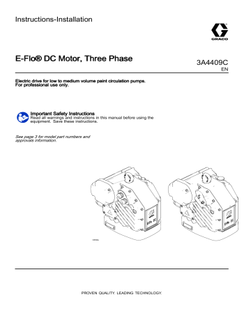 Graco 3A4409C, E-Flo® DC Motor, Three Phase Instructions | Manualzz