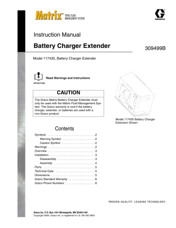Graco 309499B Matrix Battery Charger Extender Owner's Manual | Manualzz