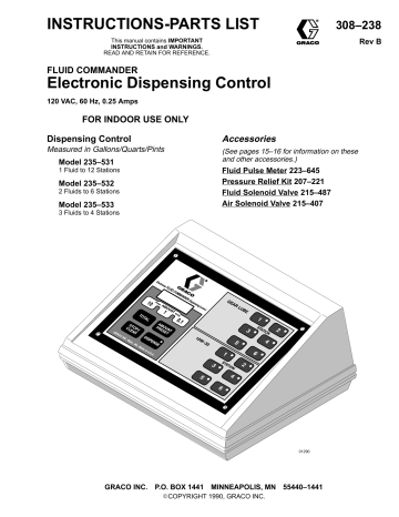 Graco 308238B FLUID COMMANDER Electronic Dispensing Control Owner's Manual | Manualzz