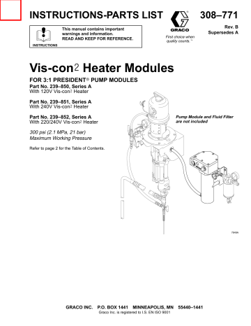 Graco 308771B Vis-con Heater Modules Owner's Manual | Manualzz