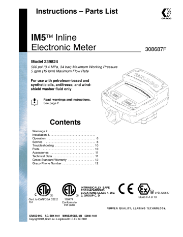 Graco 308687F IM5 Inline Electronic Meter Owner's Manual | Manualzz