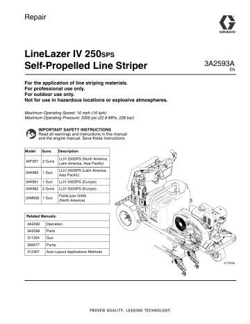 Graco 3A2593A - LineLazer IV 250SPS Self-Propelled Line Striper, Repair Owner's Manual | Manualzz