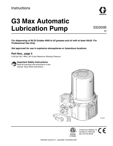 Graco 332305B, G3 Max Automatic Lubrication Pump Owner's Manual | Manualzz