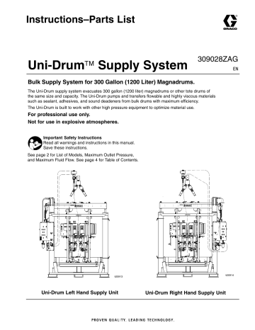 Graco 309028ZAG - Uni-Drum Supply System Instructions | Manualzz