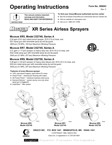 Graco 309043C MAGNUM SX SPRAYERS Owner's Manual | Manualzz