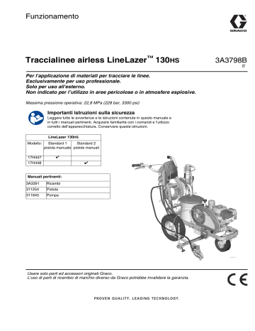 Graco 3A3798A, LineLazer V 130HS Airless Line Stripers Manuale del proprietario | Manualzz