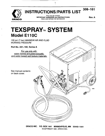 Graco 308161A TEXSPRAY SYSTEM Model E110C Owner's Manual | Manualzz