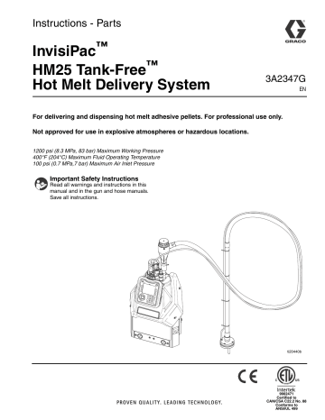 Graco 3A2347G - InvisiPac HM25 Tank-Free Hot Melt Delivery System Instructions | Manualzz