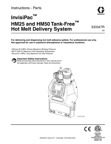 Graco 333347R - InvisiPac HM25 and HM50 Tank-Free Hot Melt Delivery System Instructions | Manualzz