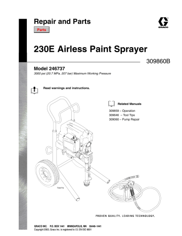 Graco 309860B 230E Airless Paint Sprayer, Repair and Parts Owner's Manual | Manualzz