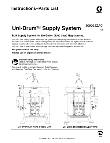Graco 309028ZAC - Uni-Drum Supply System Instructions | Manualzz