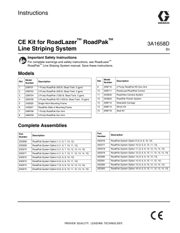 Graco 3A1658D, CE Kit for RoadLazer RoadPak Line Striping System Instructions | Manualzz