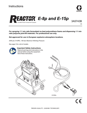 Graco 3A5743B, Reactor E-8p and E-15p Portable Plural Component Sprayers Instructions | Manualzz