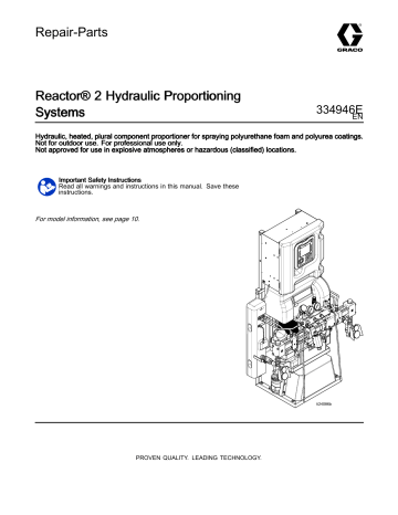 Graco 334946E, Reactor 2 Hydraulic Proportioning Systems, Repair, Parts Owner's Manual | Manualzz