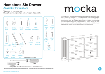 Mocka Hamptons Six Drawer Assembly Instructions | Manualzz