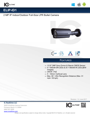 IC Realtime ELIP-ID1 2MP IP Indoor/Outdoor Full Size Lpr Bullet ...