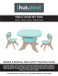 Kidzilla T00040-H1 3-Piece Blue/Aqua Kids Children Table and Chair Activity Table Set User guide