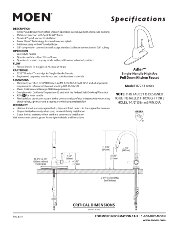 Moen Srs Adler Single Handle Pull Down Sprayer Kitchen Faucet