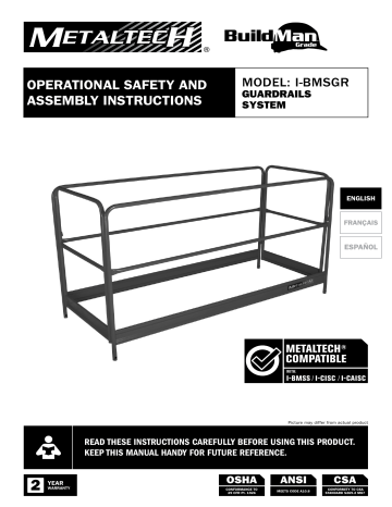 MetalTech I-BMSGRJP Guardrails System for 6 ft. Buildman Baker Scaffold ...