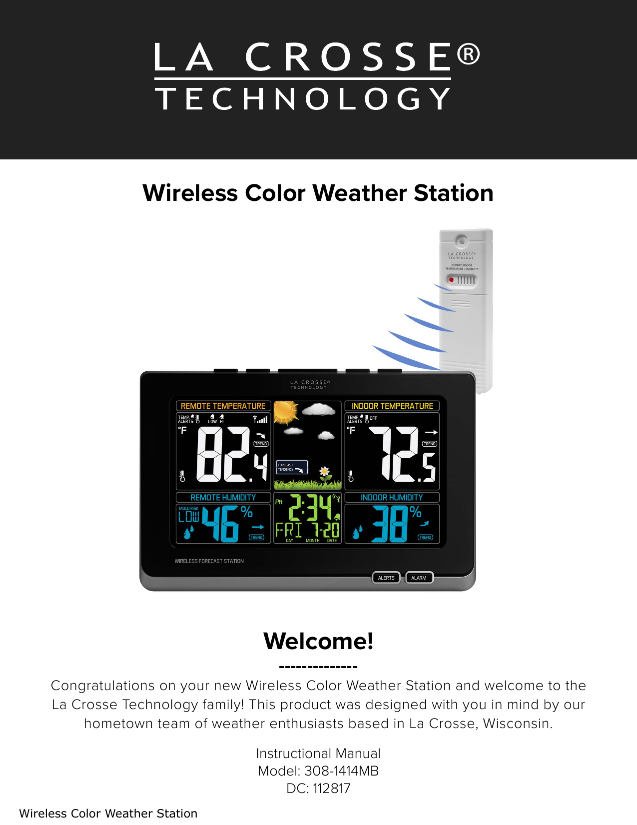 La Crosse Technology 308-1711BL Wireless Weather Station w/ Heat Index &  Dew PT