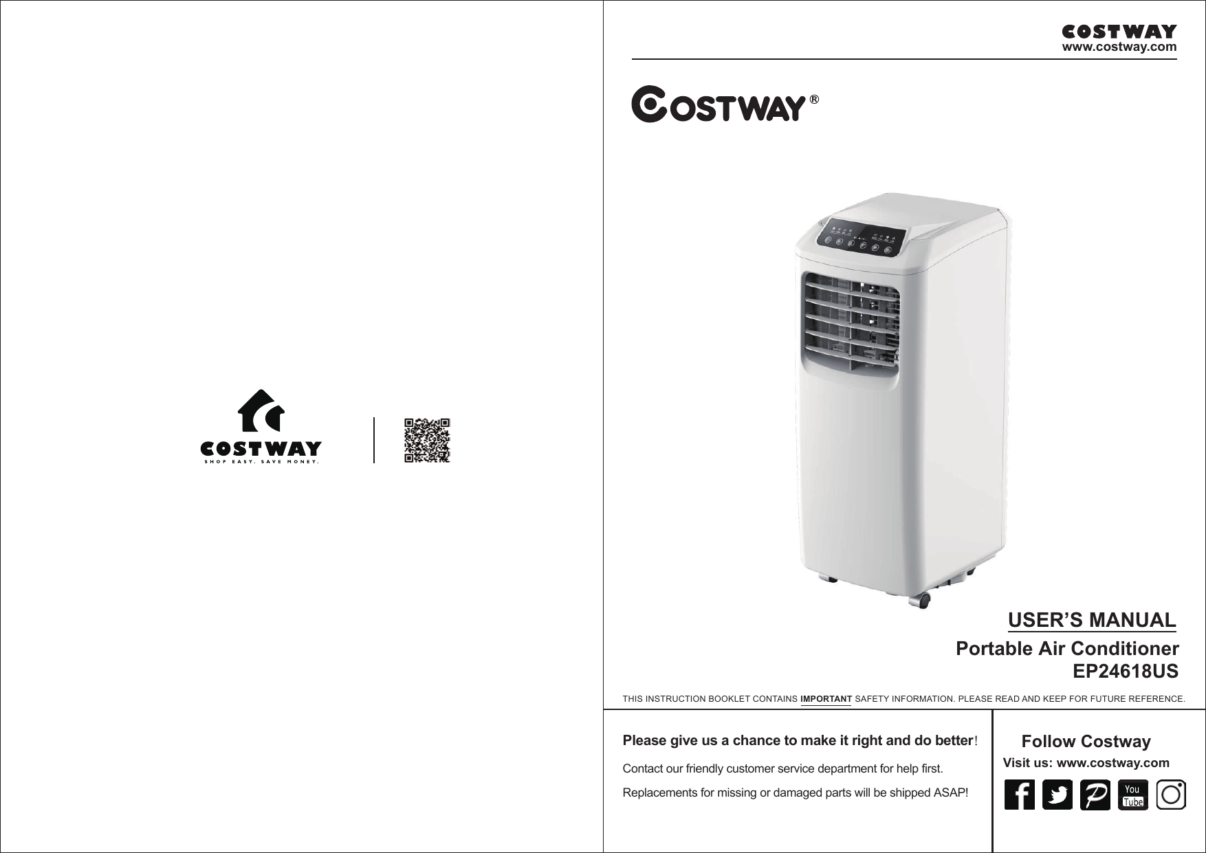 costway portable air conditioner ep24618us