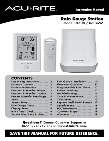AcuRite 01089M Wireless Rain Gauge With Indoor/Outdoor Thermometer & Humidity - Weather Station