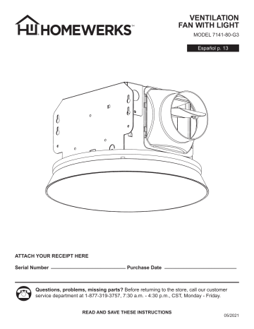 HOMEWERKS 7141-80-G3 Round Decorative White 80 CFM Ceiling and Wall ...