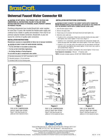 BrassCraft B1-16A F 3/8 in. Compression x 1/2 in. FIP x 16 in. Braided Polymer Faucet Connector Installation Guide | Manualzz