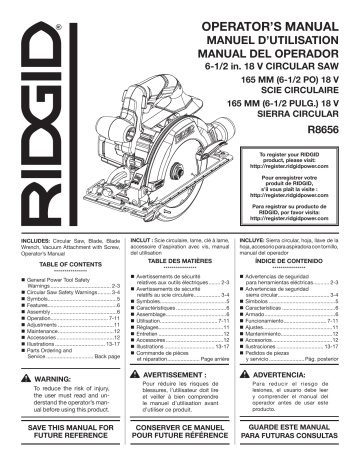 RIDGID 18V Cordless 6-1/2 Inch Circular Saw | Tool Only | 3700 RPM With 50° Bevel Capacity