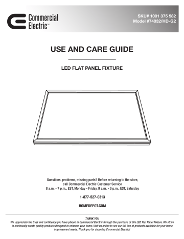 Commercial Electric 74032/HD-G2 2 ft. x 2 ft. 47-Watt White Integrated ...