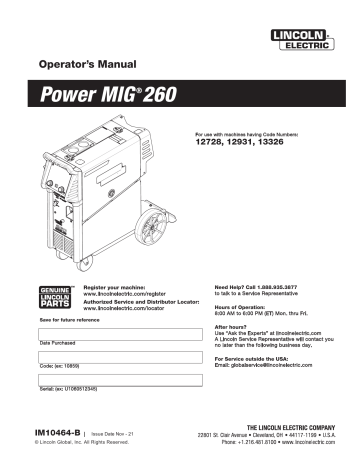 Lincoln Electric K3520-1 300 Amp Power MIG 260 MIG Wire Feed Welder ...