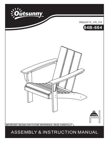 Outsunny 84B-664BK Black Plastic Adirondack Chair Instructions | Manualzz