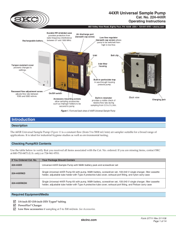 SKC 224-44XRNB Universal 44XR Sample Pump Operating Instructions | Manualzz