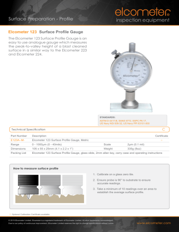 Elcometer 123 Surface Profile Gauge User Guide | Manualzz