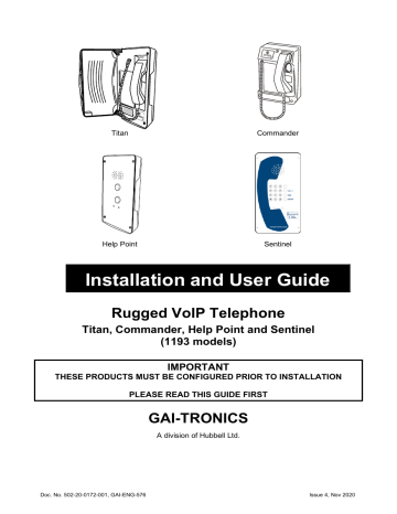 GAI-Tronics Rugged VoIP Telephones; Titan, Commander and Help Point User Guide | Manualzz
