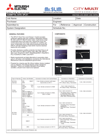Mitsubishi DPLS1 Drain Pan Level Sensor for Indoor Mini-Split Units ...