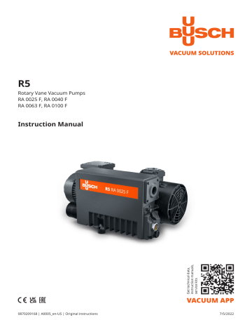 Busch R5 RA 0063/0100 F Vacuum pump Instruction Manual | Manualzz