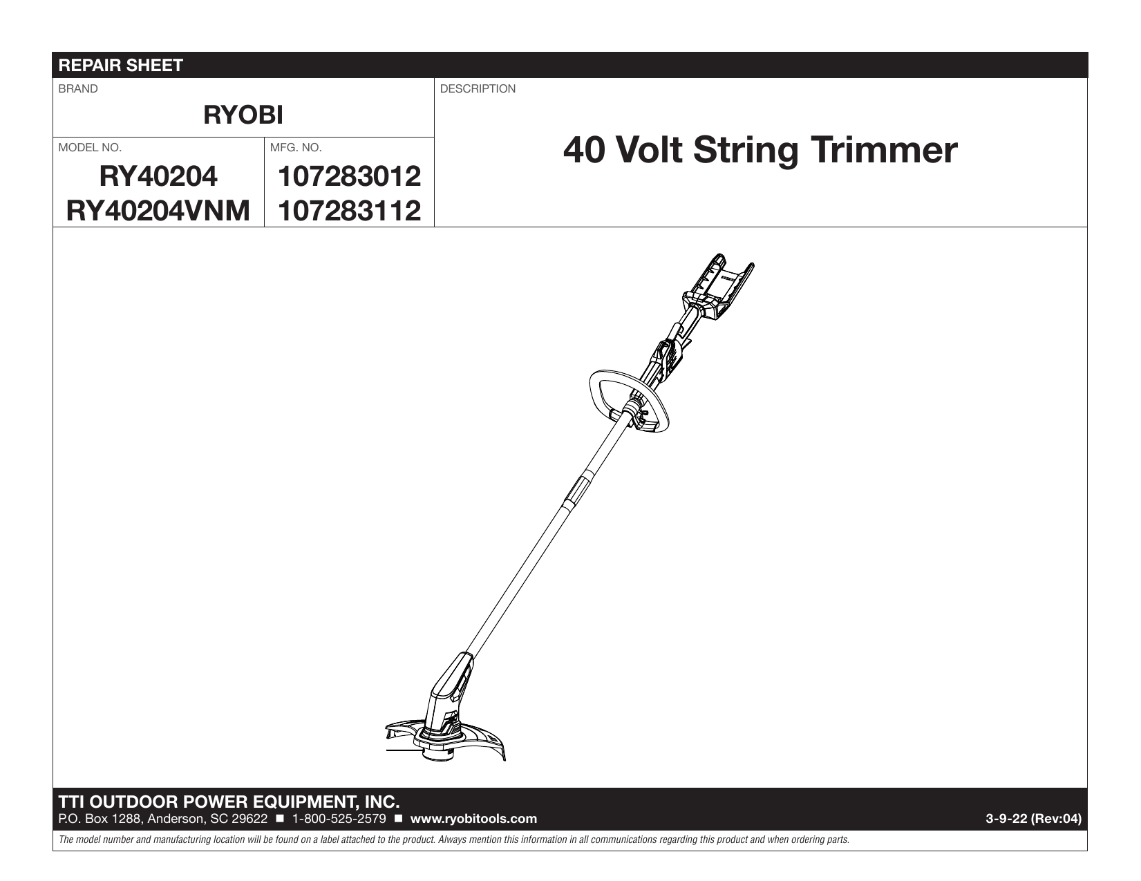 Ryobi ry40240 online